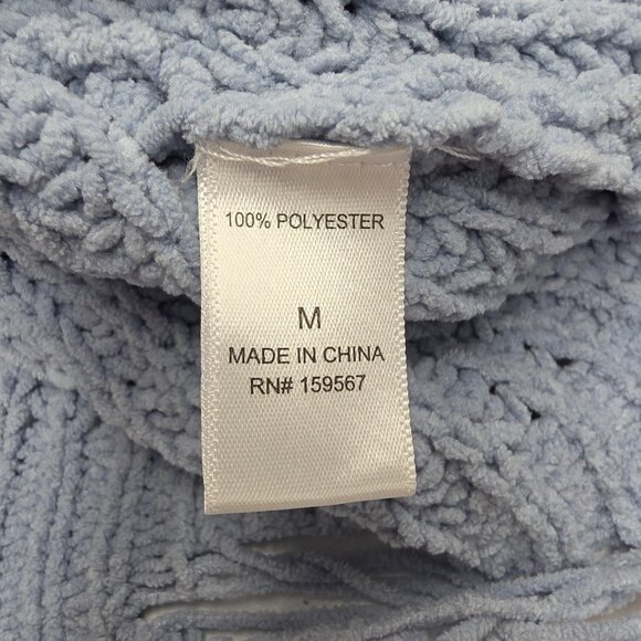 Hazel Moon Sweater Womens Medium Blue Distressed V-Neck Lace-Up Back Cropped - Picture 8 of 11